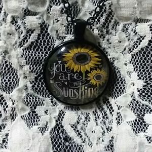 YOU ARE MY SUNSHINE Pendant, black chain.